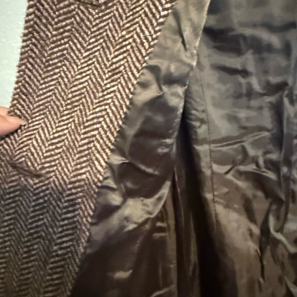 Jones New York Brown Herringbone Long Coat Jacket Womens Size 6 - Picture 4 of 7